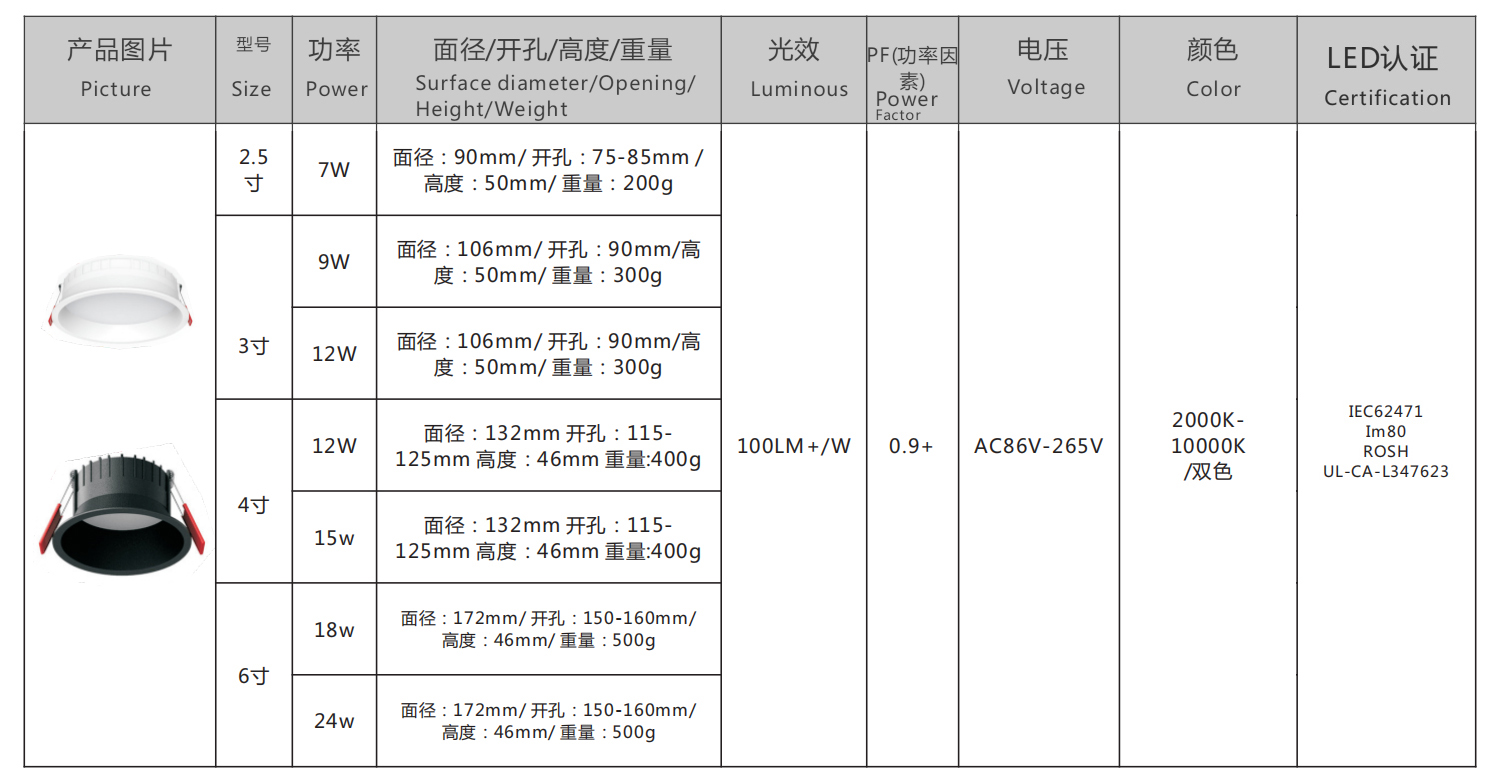Recessed Downlights and Surface Mounted Downlight(图1)